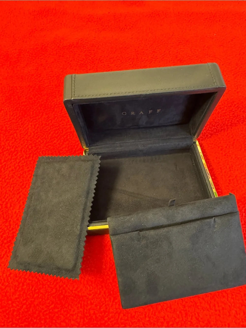 Case Only GRAFF Necklace Horizontal Black Leather Jewelry Empty Case